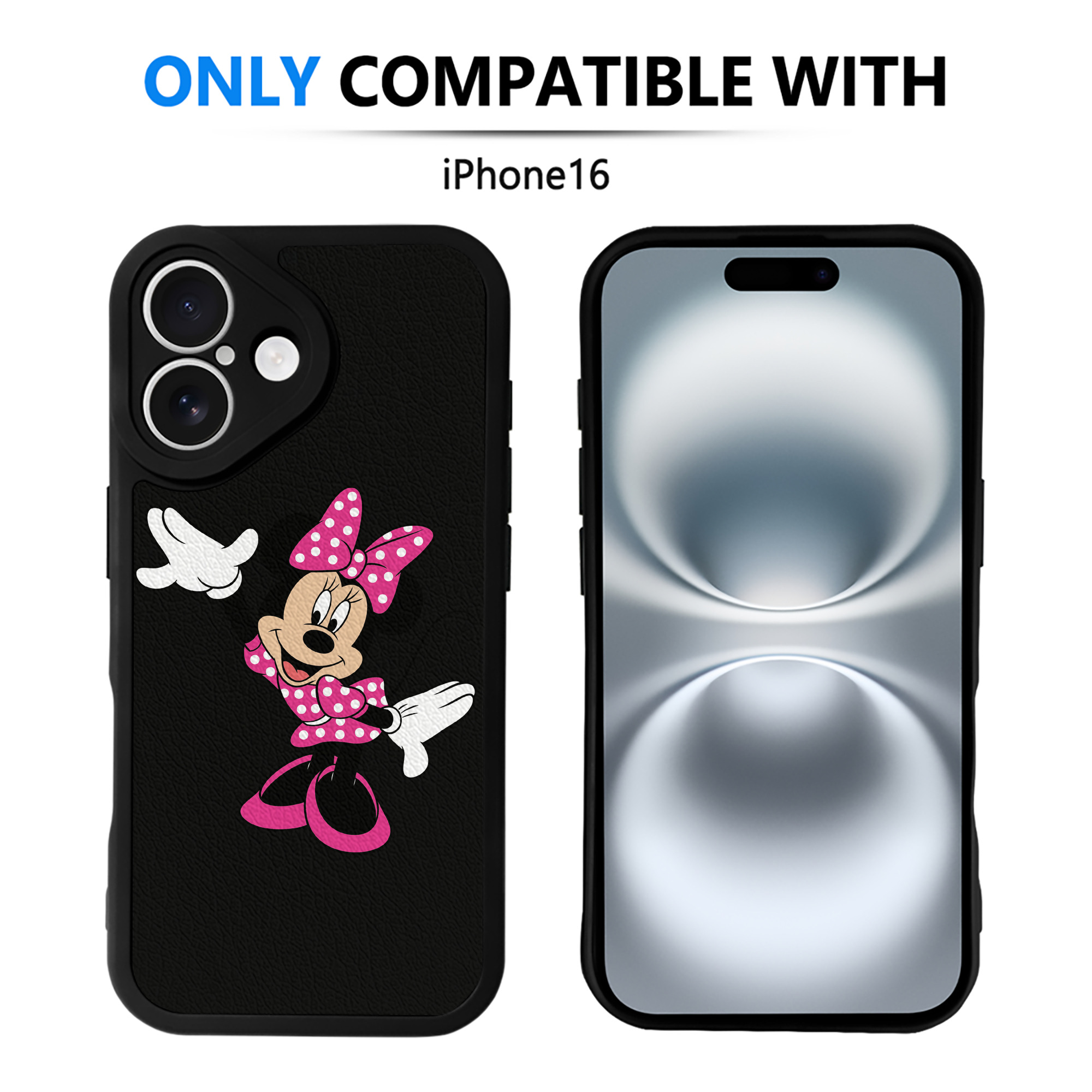 （画像用） ミッキーマウス Mickey Mouse 【iPhone 16シリーズ対応】シリコンスマホケース（レザー調） 材質：シリコン